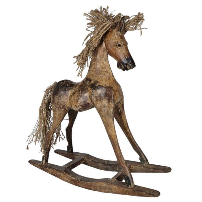 Sotran Dekorativ Carved Wooden Rocking Horse