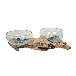 Organic Glass Bowls on Wood