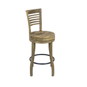 Wooden Jati Swivel Bar Stool
