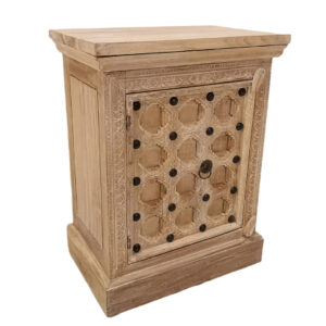 Wooden Single Door Geometric Bedside Pedestal
