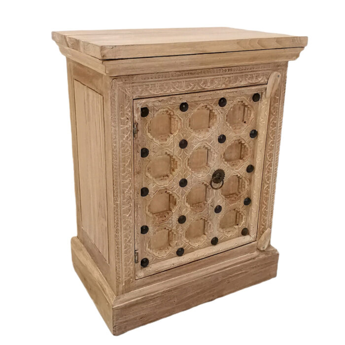 Wooden Single Door Geometric Bedside Pedestal