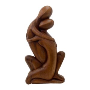 Carved Wooden Couple Embracing Statue