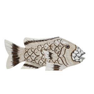 Cream Egg Shell Carved Fish