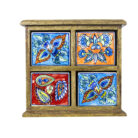 Colorful Ceramic and Wood Spice Drawer Box