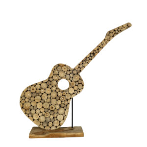Decorative Teak Guitar On Stand