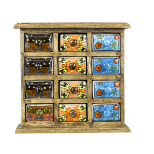 Colorful Ceramic and Wood Spice Drawer Box