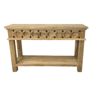 Wooden Carved Geometric Console Table