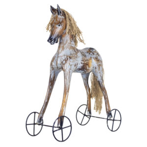 Wooden Decorative Horse On Wheels