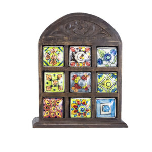 Colorful Ceramic and Wood Spice Drawer Box