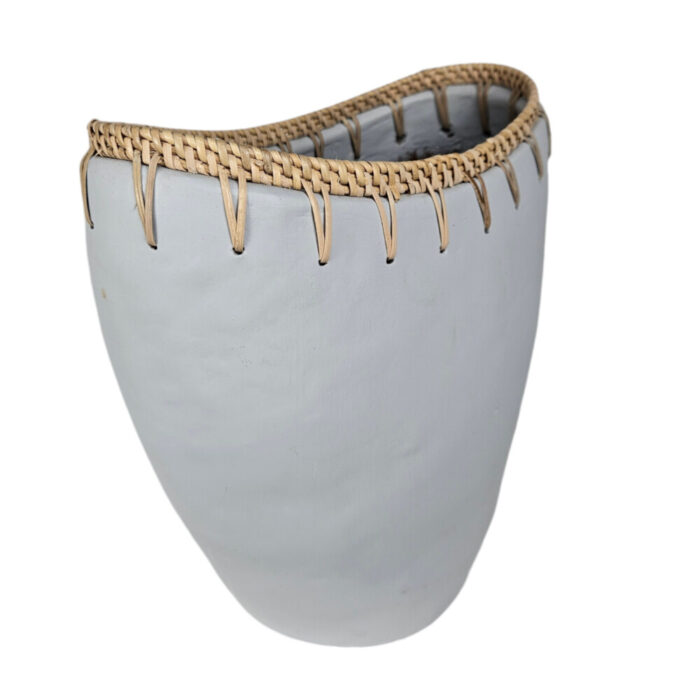 Ariana-Grey-Medium-Terra-and-Rattan-Vase-Side.jpg White Vase