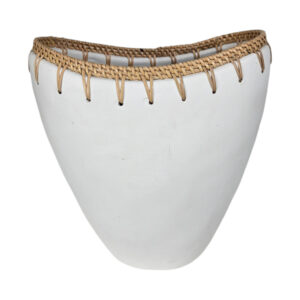 White terra and rattan vase