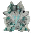 Exotic Green And White Genuine Cow Hide Rug