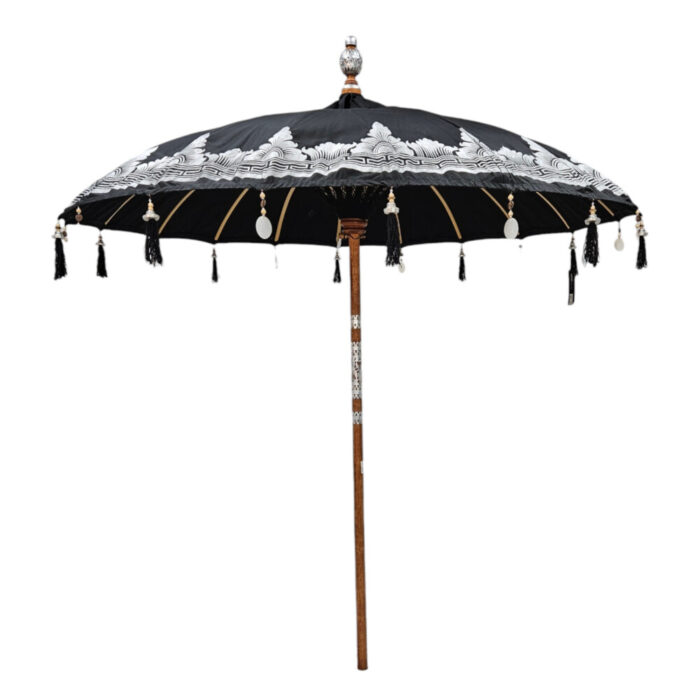 Cotton Black And Silver Bonita Umbrella