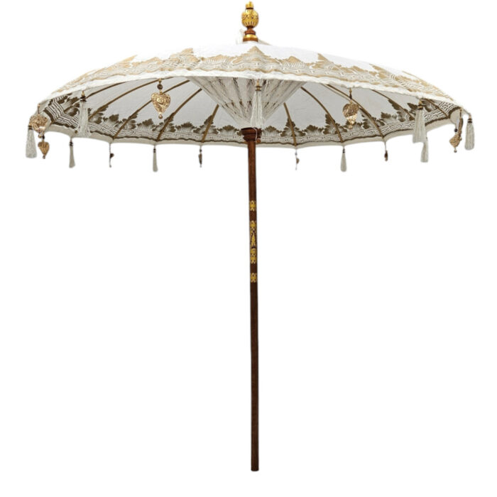 Cotton White And Gold Bonita Umbrella Cotton White And Gold Bonita Umbrella