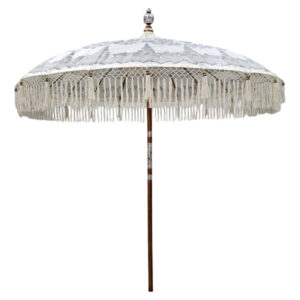 Cotton White And Silver Bonita Umbrella