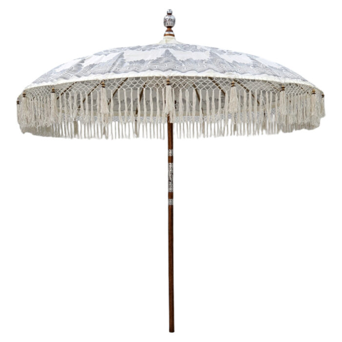 Cotton White And Silver Bonita Umbrella