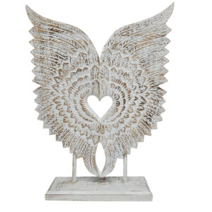 Carved Wooden Angel Wings Stand