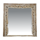 Caved Wooden Wall Floral Mirror