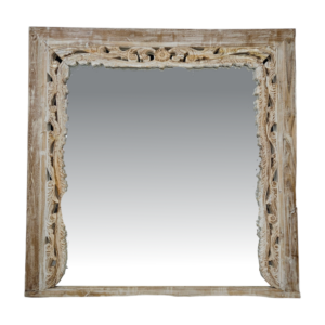 Caved Wooden Wall Floral Mirror