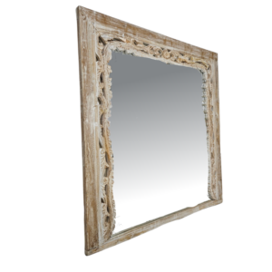 Caved Wooden Wall Floral Mirror