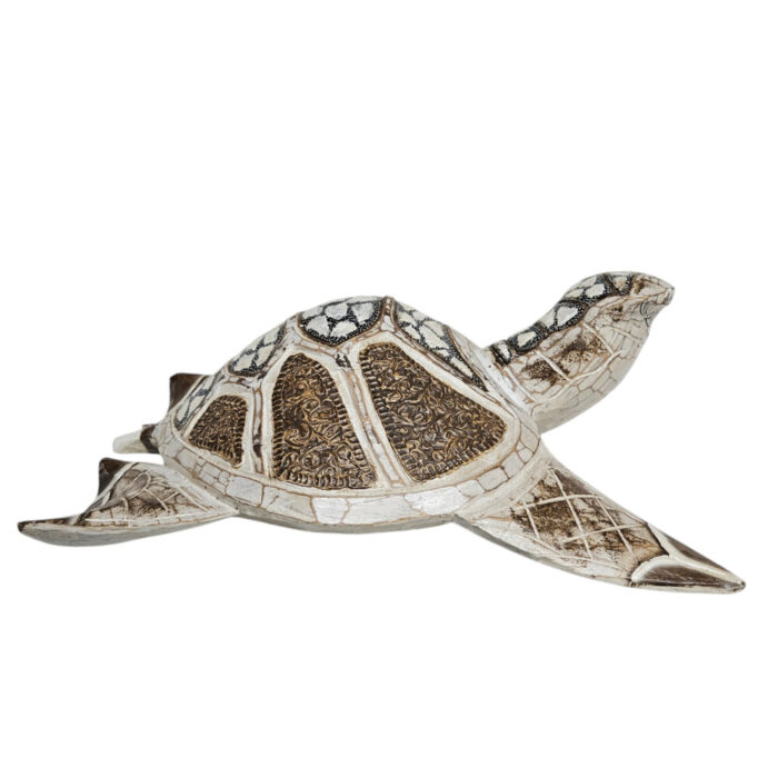 Carved-Wooden-Turtle-Side.jpg Wooden Swimming Turtle Home Decor