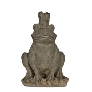 Cement Frog With Crown Statue