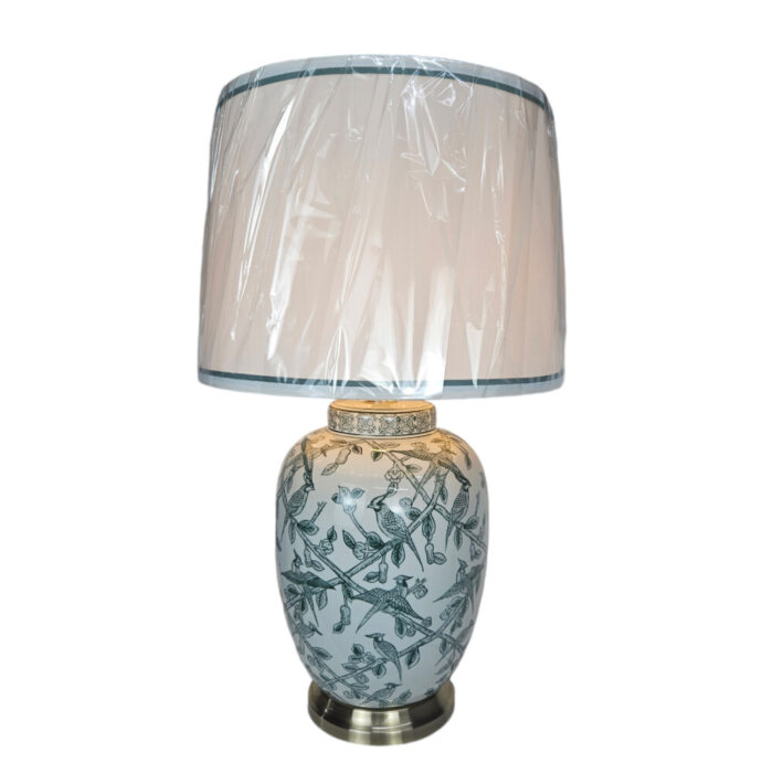 Chante-Leaves-Ceramic-Table-Lamp-On.jpg Chante White And Green Leaves Table Lamp