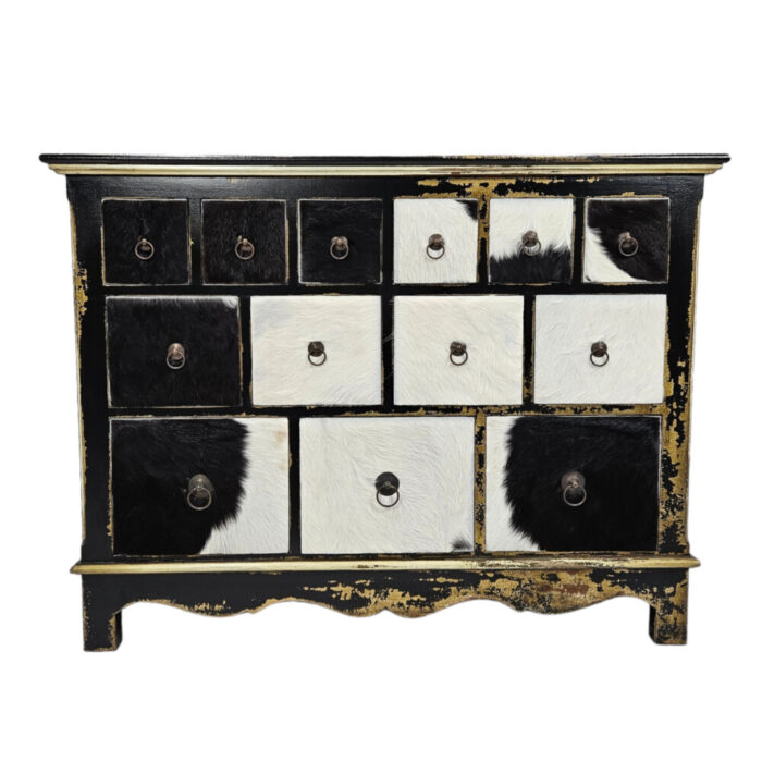 Cow-Hide-Chest-Of-Drawers-Front.jpg Rustic Wooden Commode Drawer Unit