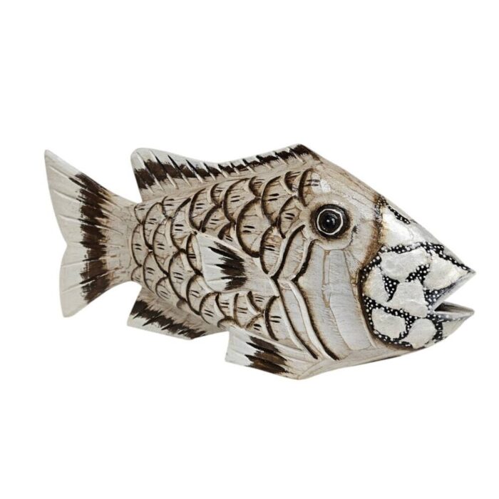 Cream Egg Shell Carved Fish