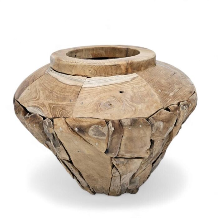 Decorative Burmese Teak Erosi Vase Decorative Burmese Teak Erosi Vase