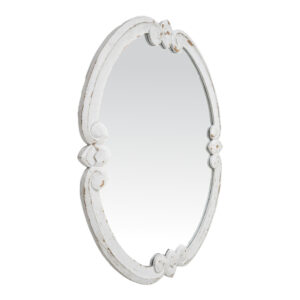Distressed white wall mirror