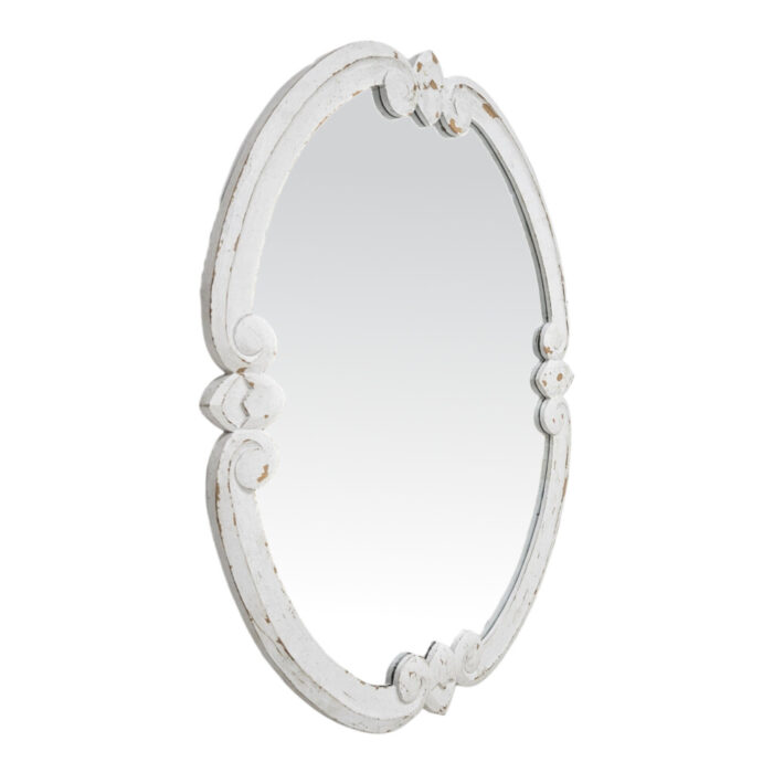 Distressed white wall mirror