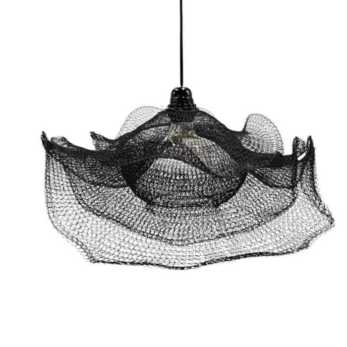 Flower-Pendant-Iron-Mesh-Light-Bottom.jpg Iron Mesh Pendant Cone Hanging Lamp