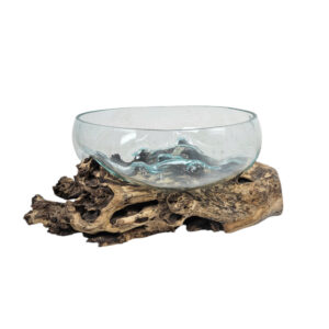 Abstract Glass Bowl On Wood