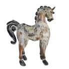 White Wash Wooden Horse Decor