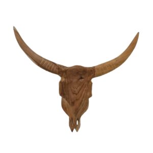 Teak Buffalo Skull Wall Hanging
