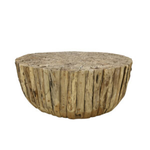 Round Wooden Ranting Coffee Table
