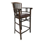 Wooden bar stool with leather seat
