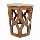 Round wood side table