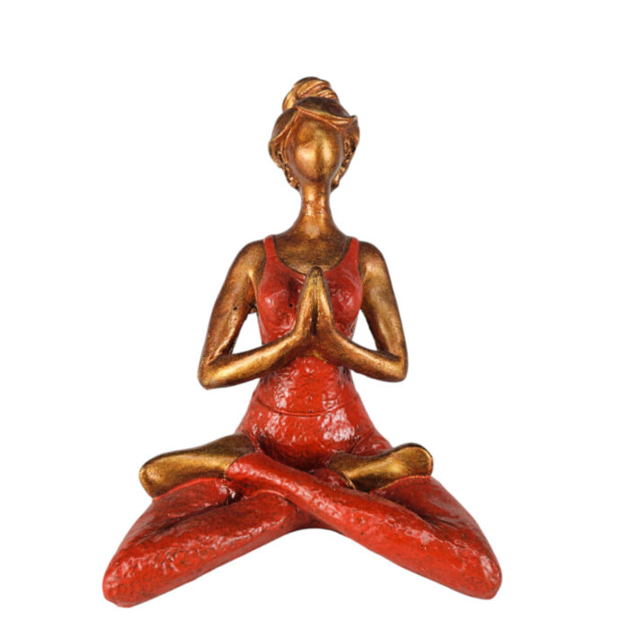 Red Resin Yoga Lady Posing Red Resin Yoga Lady Posing