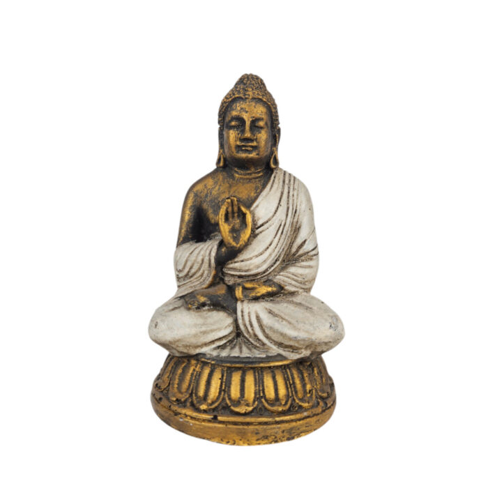 Resin-Thai-Buddha-On-Lotus-Cream-And-Gold.jpg Resin Thai Lotus Buddha Cream And Gold