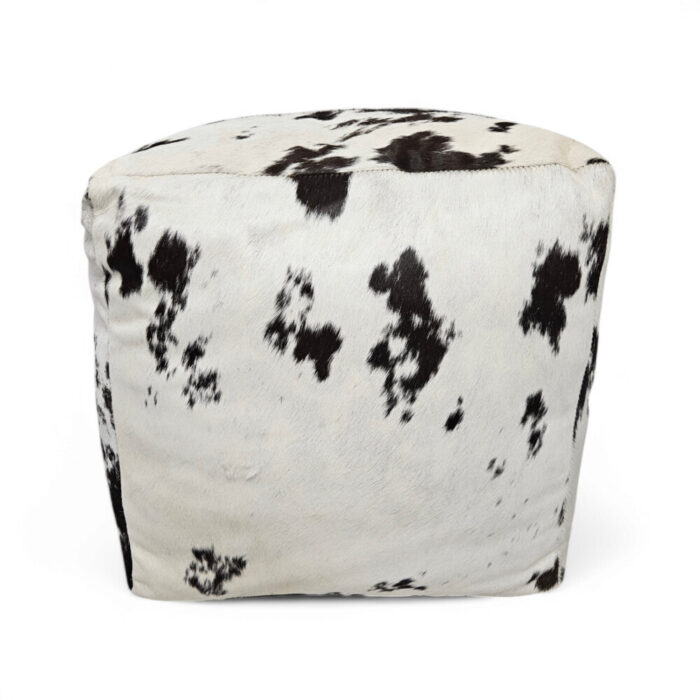 Square-Hide-Black-And-White-Stool-Front.jpg Black And White Hide Pouffe
