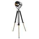 Wood And Steel Floor Standing Lamp