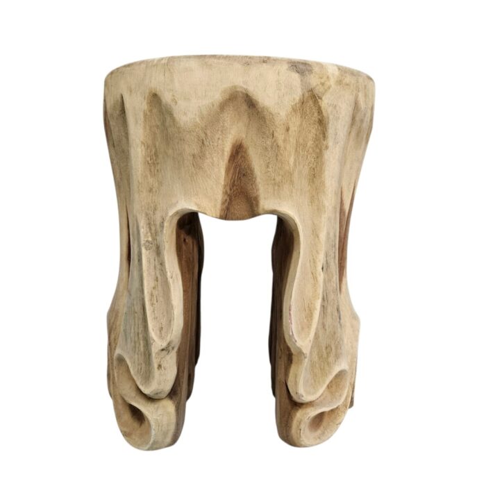 Suar Natural Carved Side TableStool KIZ0105 Front Suar Natural Carved Side TableStool KIZ0105 Front