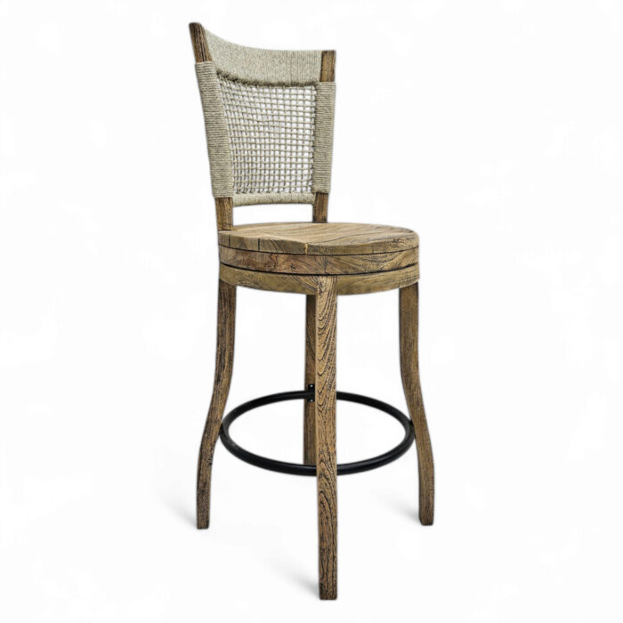 Teak And Rope Swivel Bar Stool Teak And Rope Swivel Bar Stool