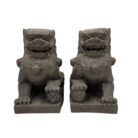 Stone-look temple lions