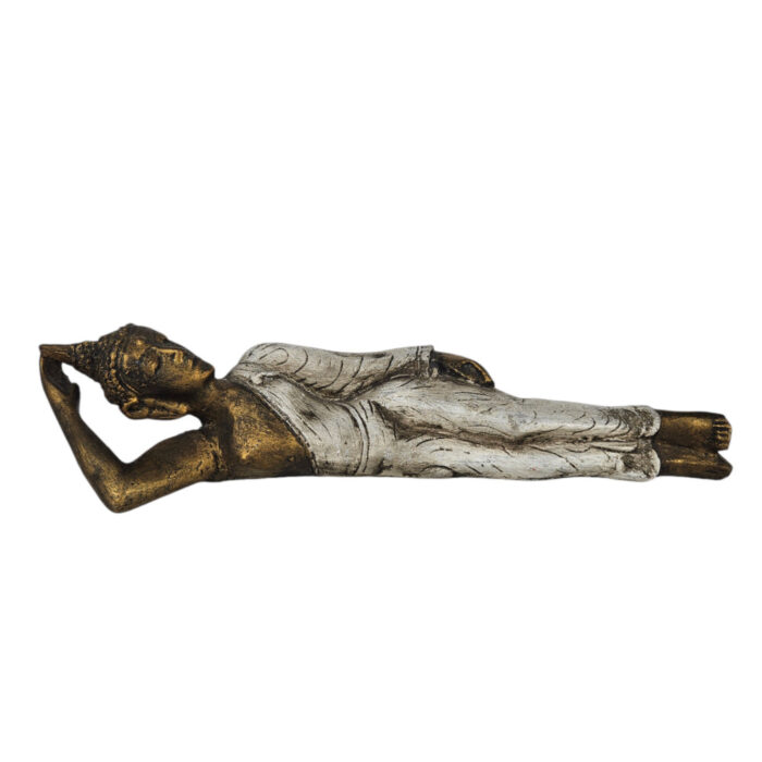 Thai-Buddha-Resting-Left-Gold-And-Cream.jpg Resin Thai Buddha Gold And Cream Resting