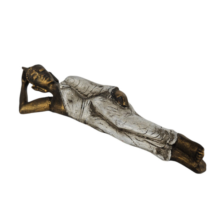Thai-Buddha-Resting-Left-Gold-And-Cream-Side.jpg Resin Thai Buddha Gold And Cream Resting