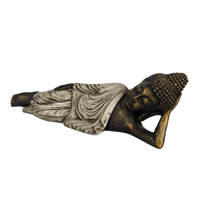 Thai-Buddha-Resting-Right-Gold-And-Cream-Side.jpg Resin Thai Buddha Gold And Cream Resting