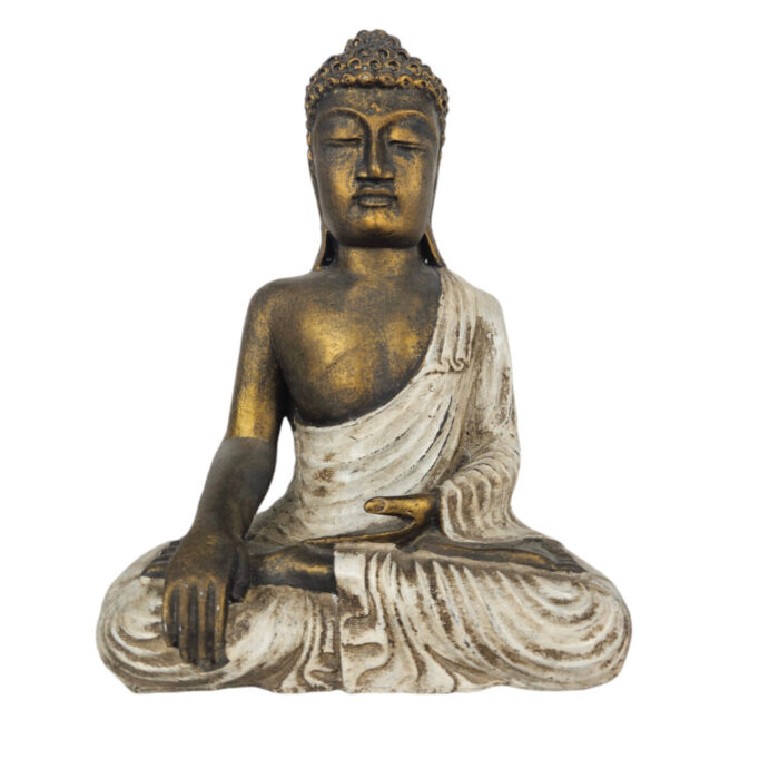 Thai-Buddha-Robe-Cream-Gold-Resin.jpg Resin Thai Buddha Gold And Cream